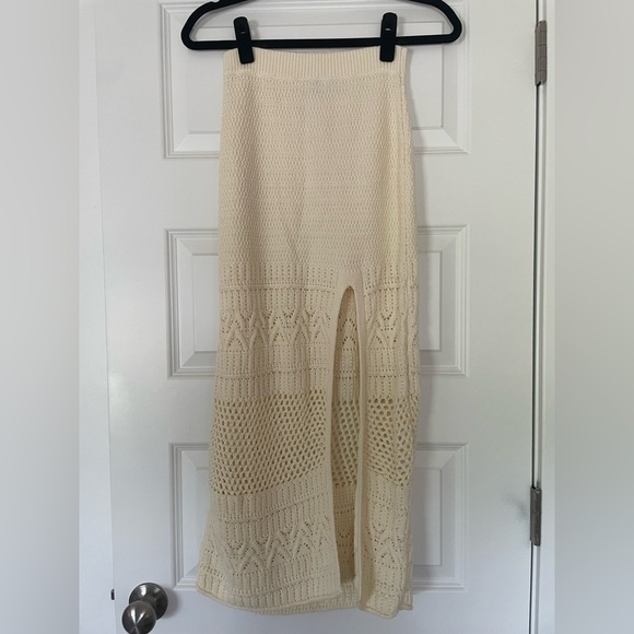 American Eagle Knit Slit Midi Skirt, Cotton, medium - Picture 8 of 9